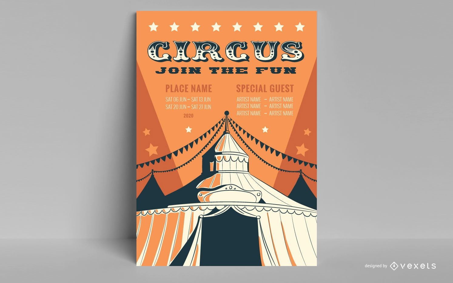 Cartaz de circo vintage editável