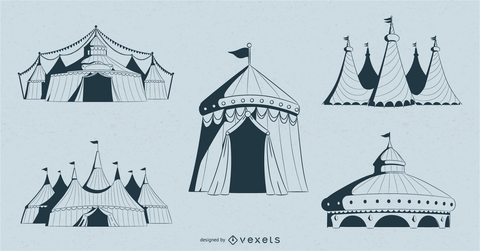 Conjunto de design de tendas de circo