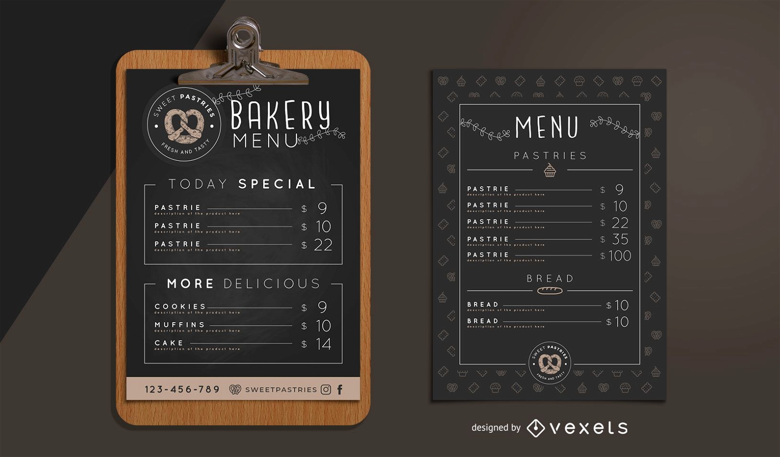 Modelo de design de menu de padaria