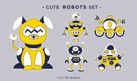 Cute robots vector set Cute robots vector set