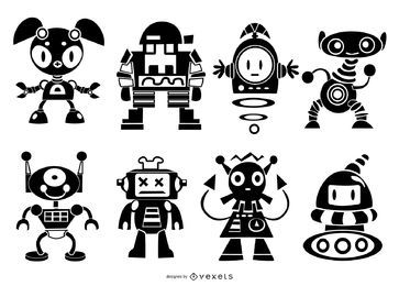 Cute robots silhouette pack
