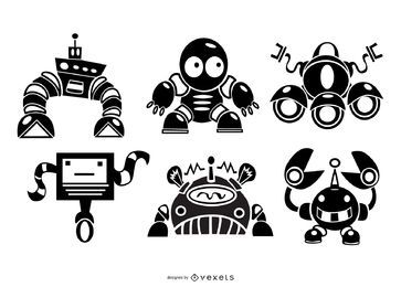 Cute robots silhouette set Cute robots silhouette set