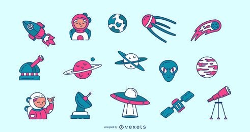 Space stroke icons pack
