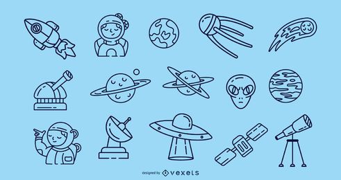Space stroke icons collection Space stroke icons collection