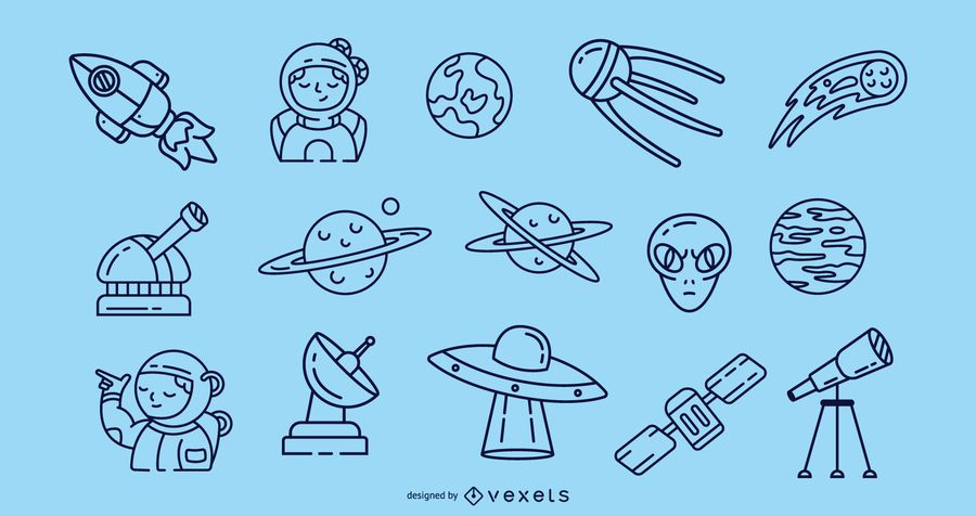 Space stroke icons collection Space stroke icons collection