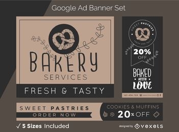 Conjunto de banner publicitario de panadería