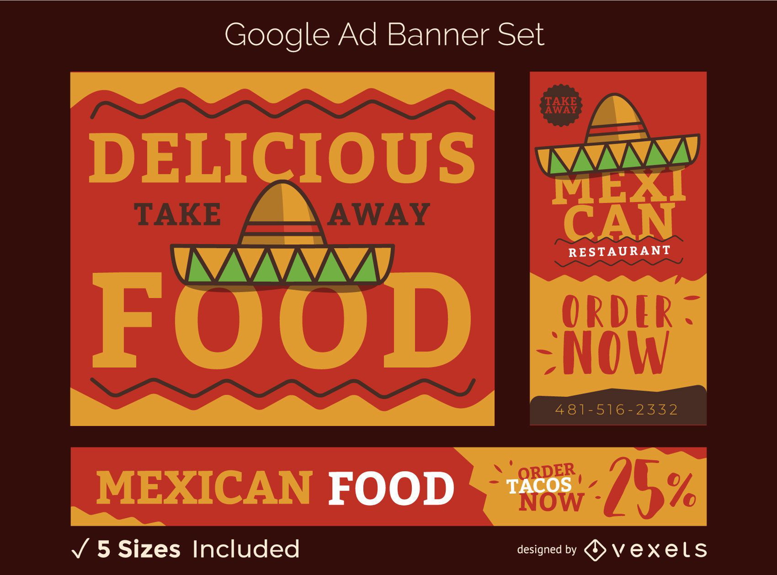 Conjunto de banner de comida mexicana