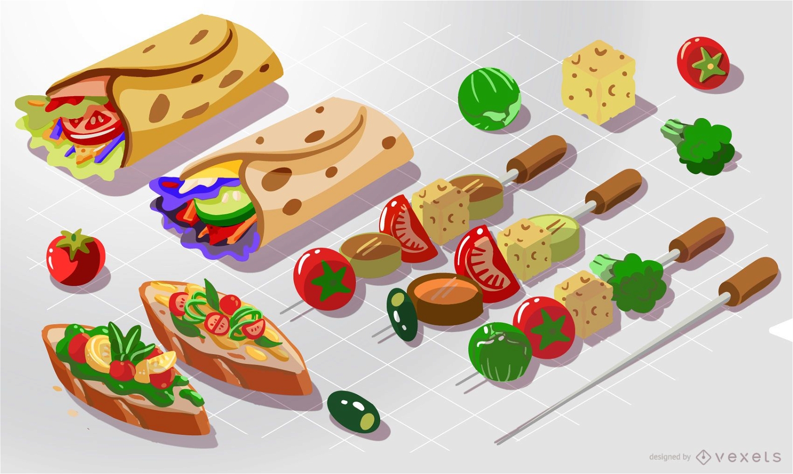 Isometric healthy food pack