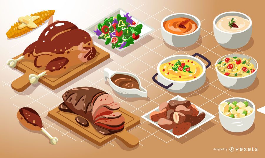 Isometric food set Isometric food set