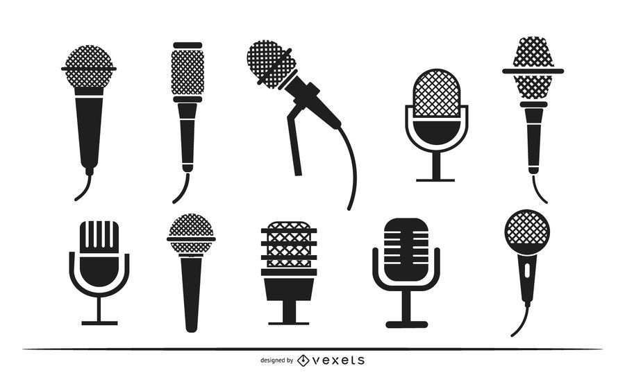 Microphones silhouette set Microphones silhouette set
