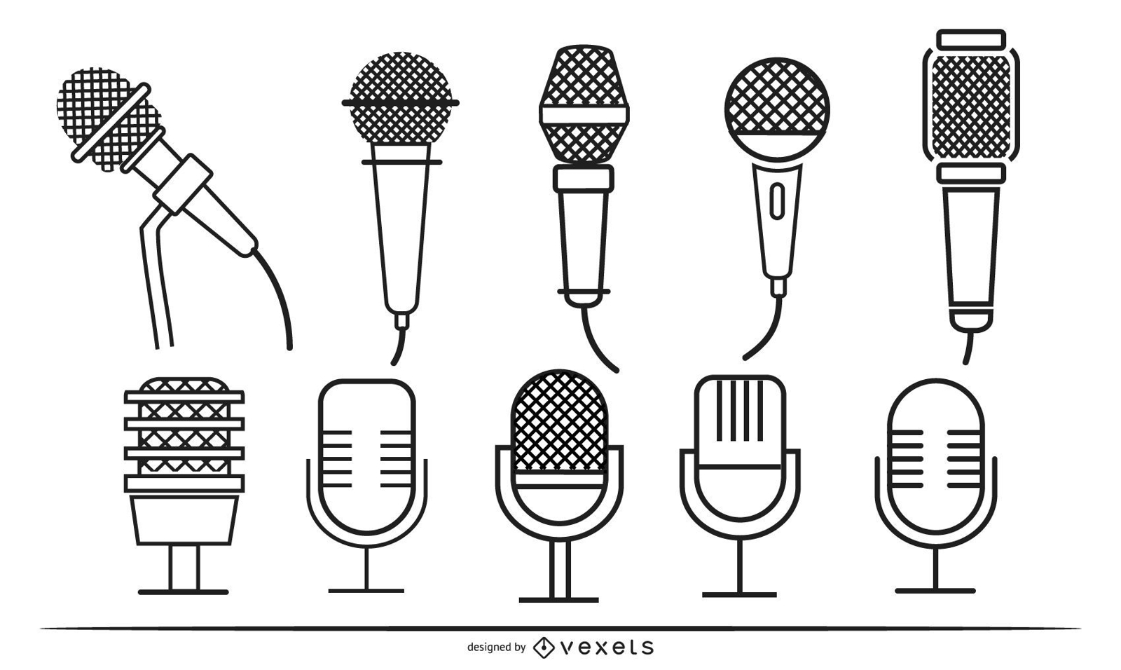 Conjunto de curso de microfones