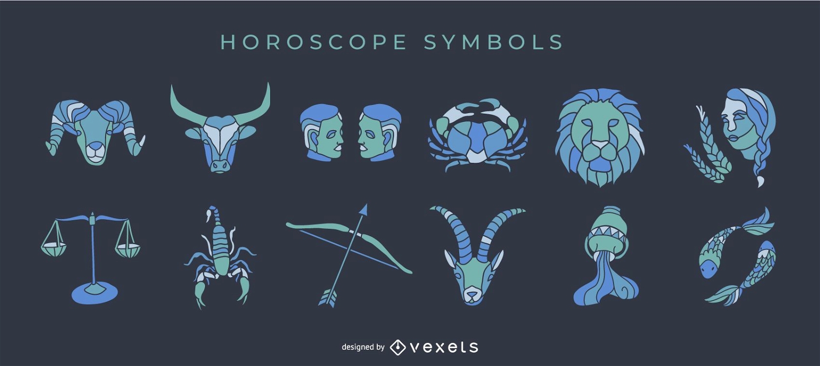 Pacote de vetores de símbolos do horóscopo