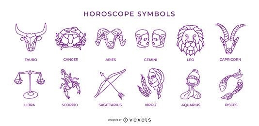 Horoscope symbols stroke pack