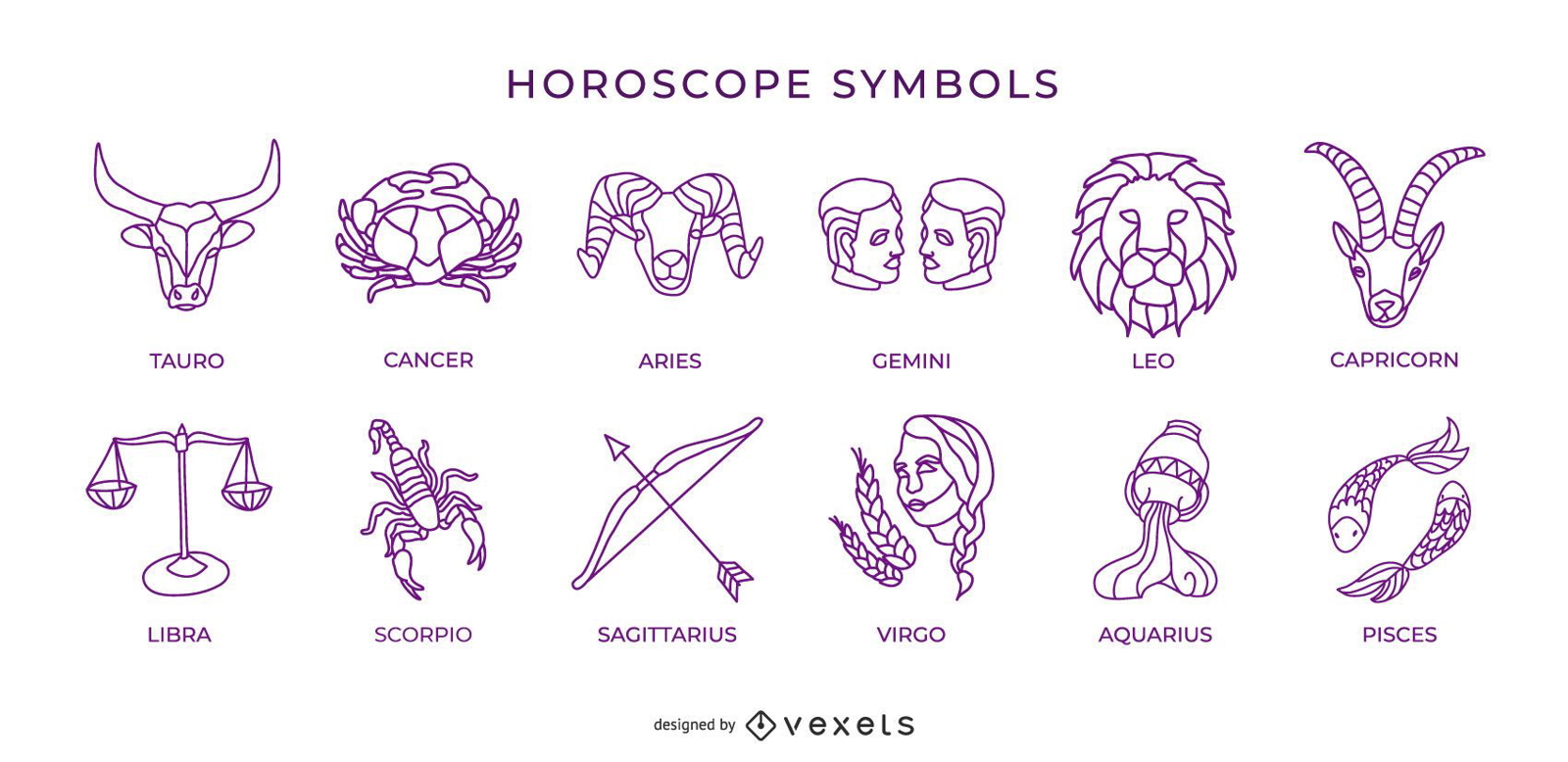 Horoskop Symbole Strichpackung