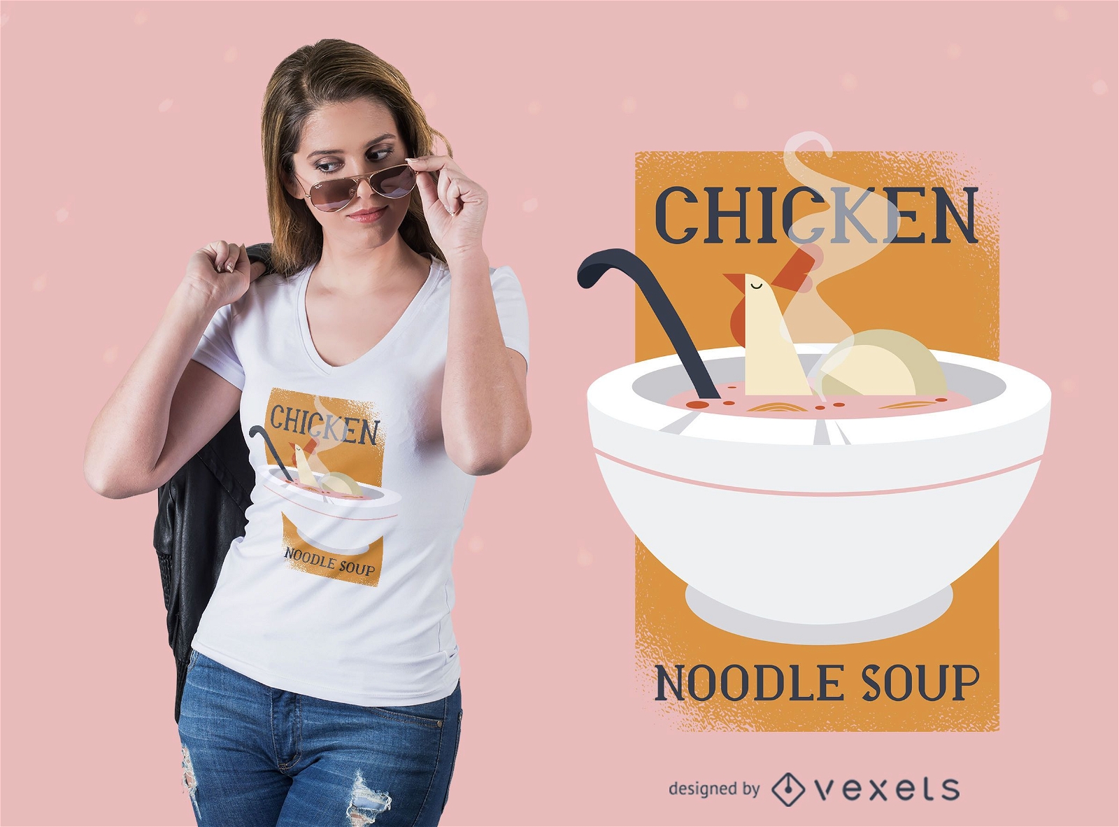 Design de t-shirt de sopa de macarr?o de galinha