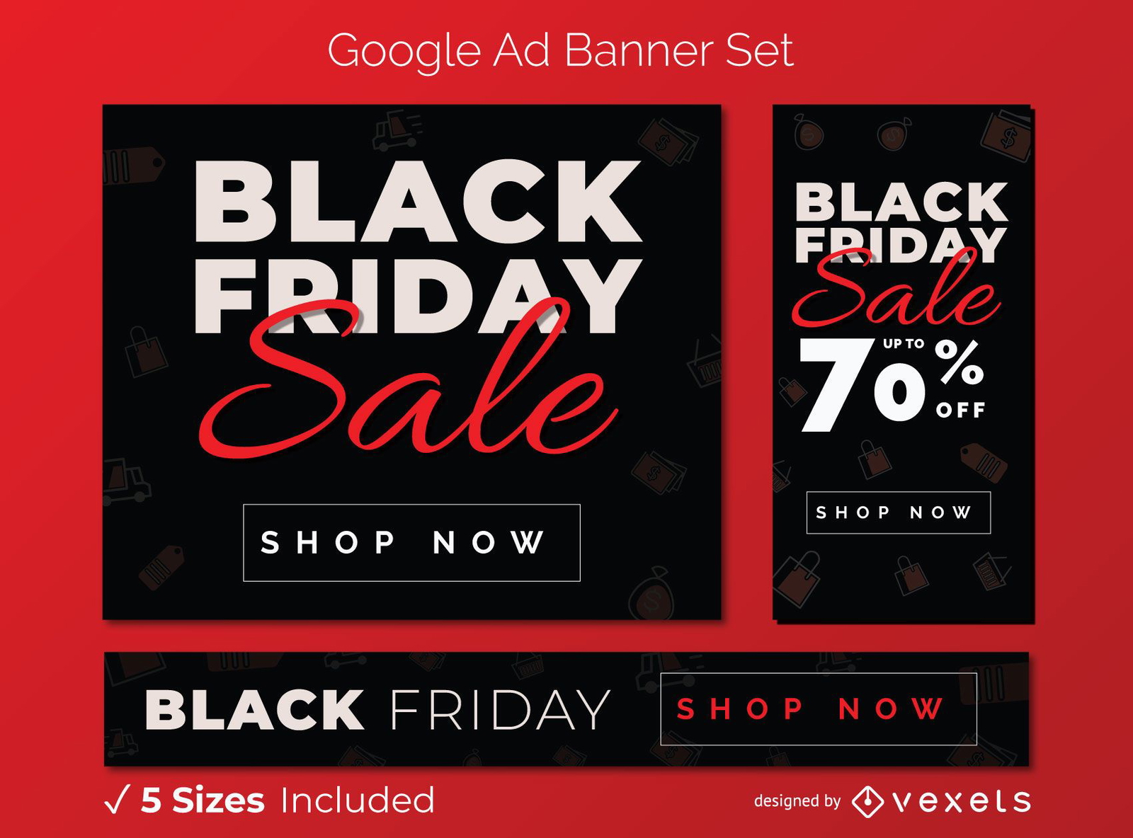 Conjunto de banners de anúncios do Google com citações de Black Friday