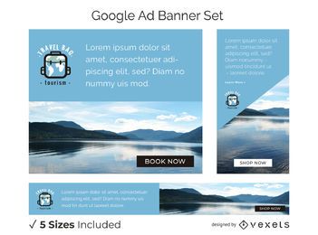 Travel bag tourism banner set Travel bag tourism banner set
