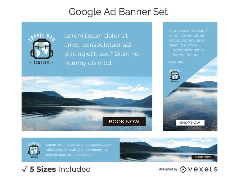 Travel bag tourism banner set Travel bag tourism banner set