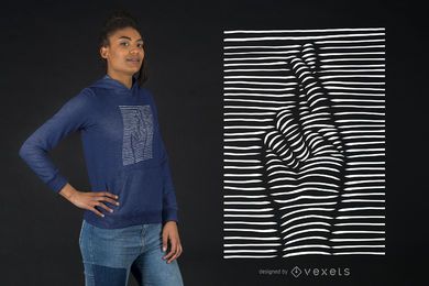 Efeito 3D cruzou os dedos Design de t-shirt Efeito 3D cruzou os dedos Design de t-shirt