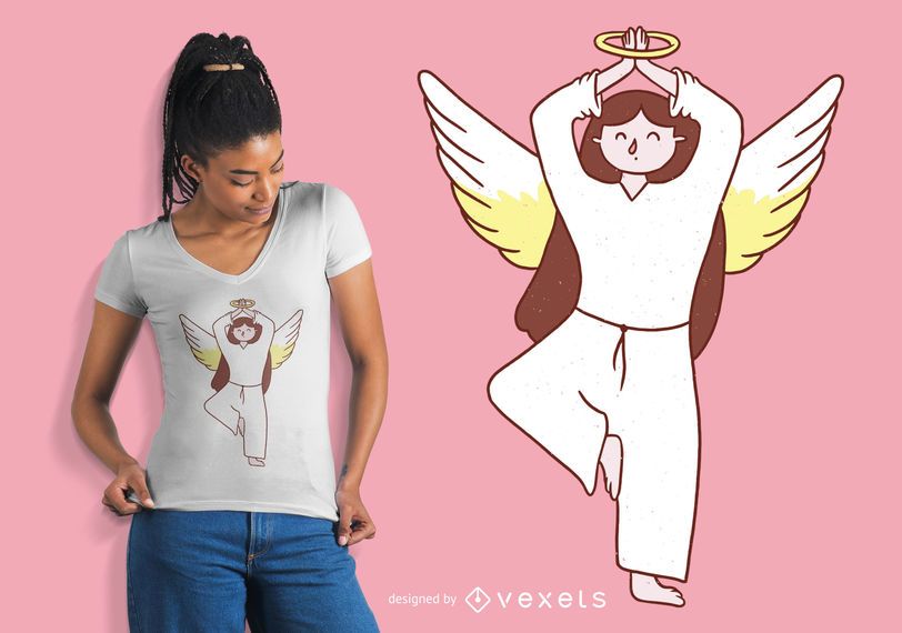 Design de t-shirt de ioga de anjo Design de t-shirt de ioga de anjo