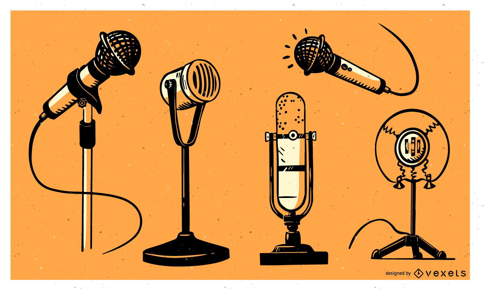 Download Microphones doodle pack - Vector download