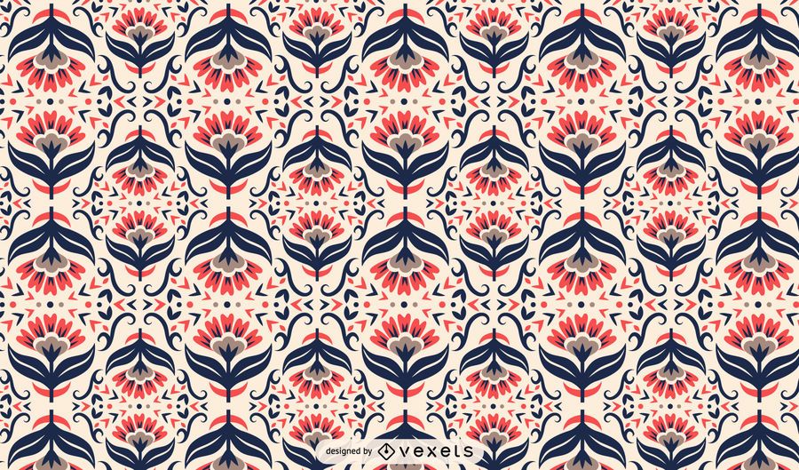 Scandinavian Folk Art Floral Pattern Vector Download