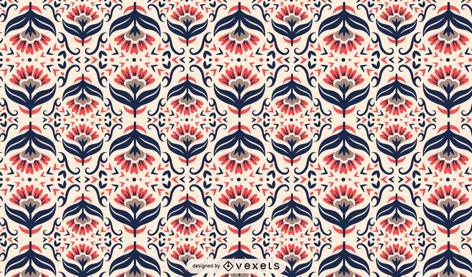 Scandinavian folk art floral pattern