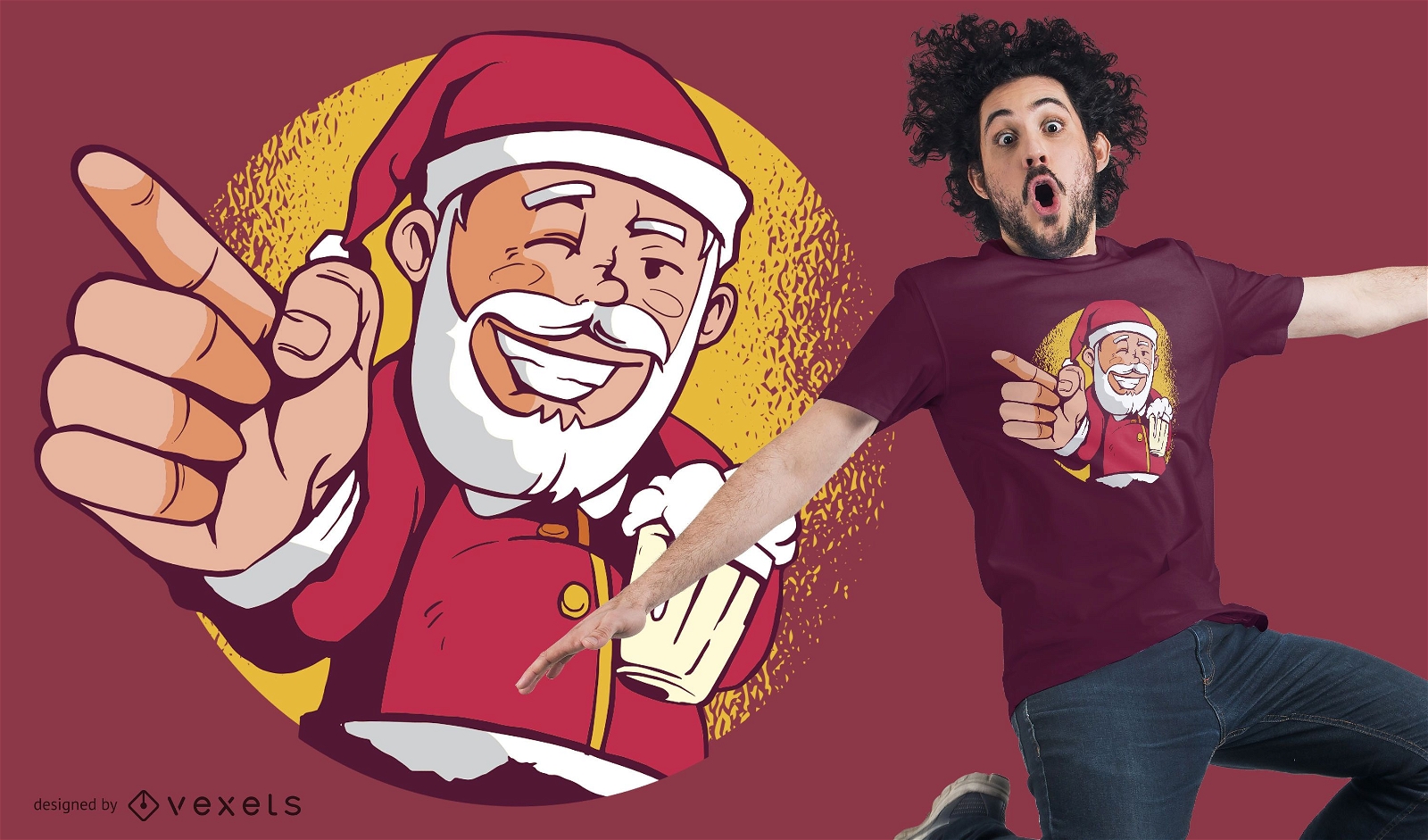 Santa beer t-shirt design