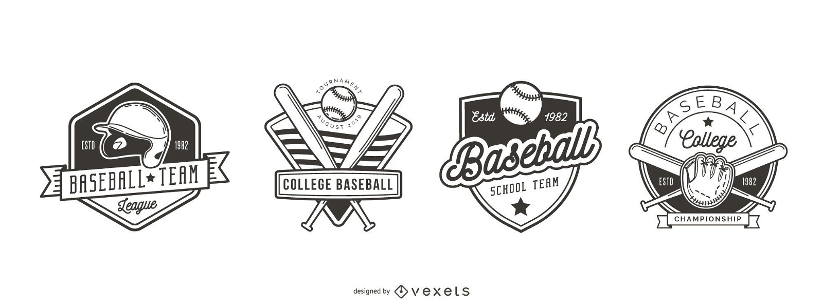 Conjunto de logotipo de emblema de beisebol