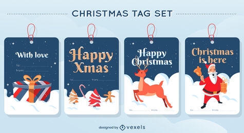 Merry Christmas Tag Design Set
