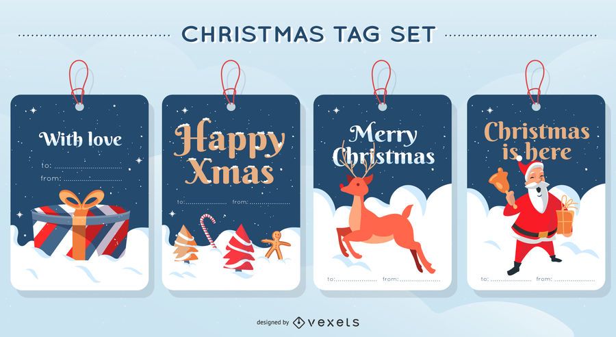 Conjunto de Design de Tag de Feliz Natal Conjunto de Design de Tag de Feliz Natal