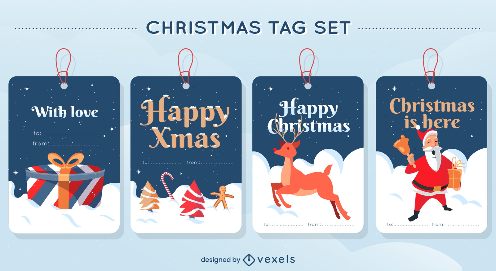 Merry Christmas Tag Design Set