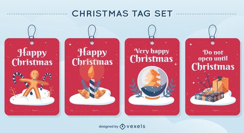 Conjunto de diseño de vectores de etiquetas navideñas