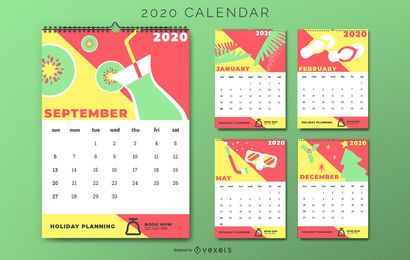 Diseño colorido del calendario de vacaciones Diseño colorido del calendario de vacaciones