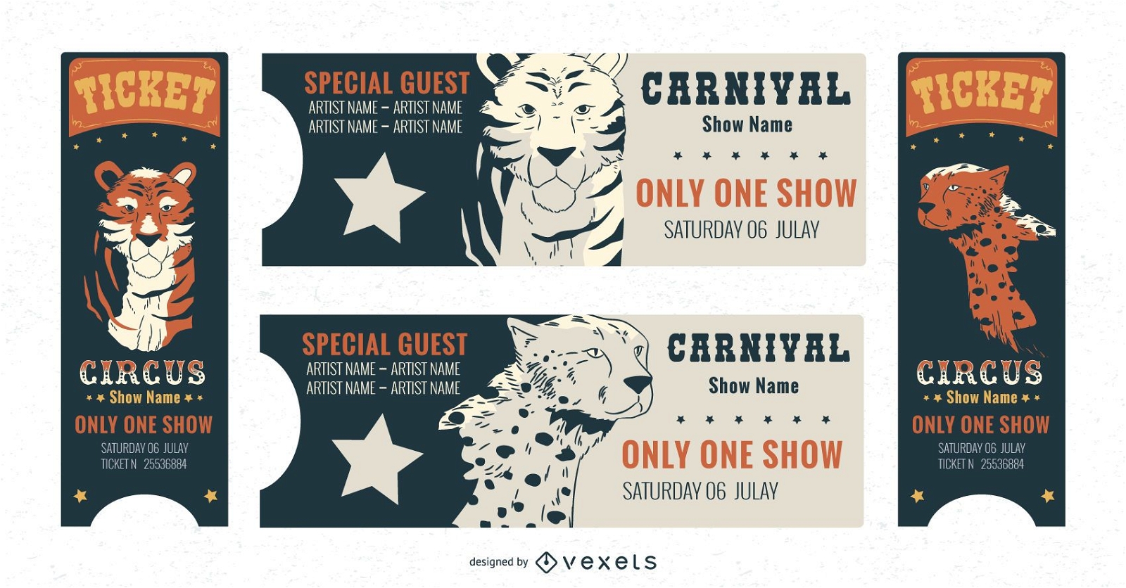 carnival ticket template pack vector download