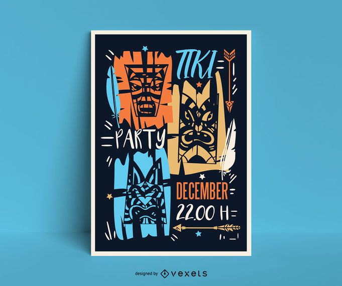 Hawaii tiki party poster design Hawaii tiki party poster design