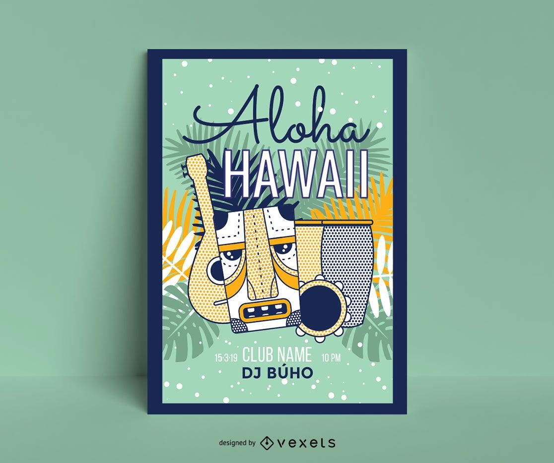 Aloha hawaii poster template