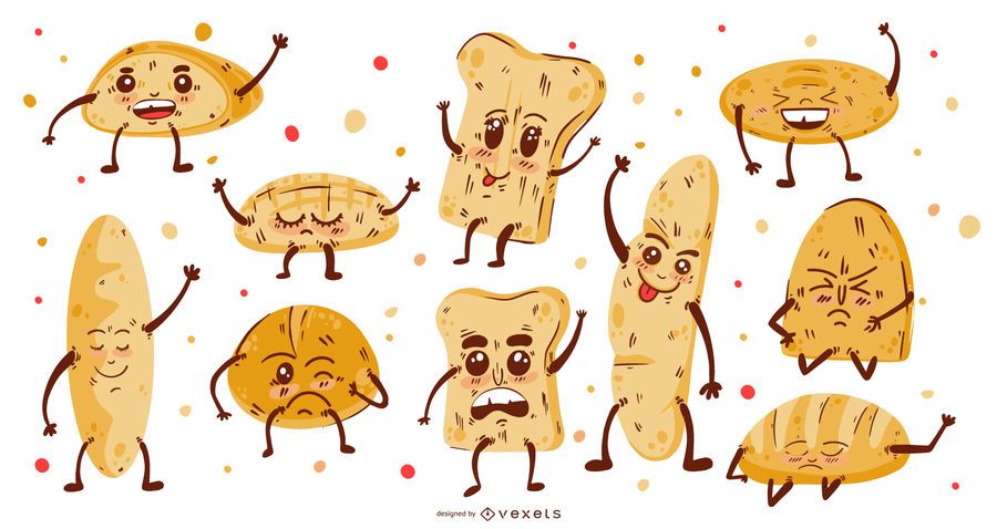 Coleção de desenhos animados de pão Coleção de desenhos animados de pão