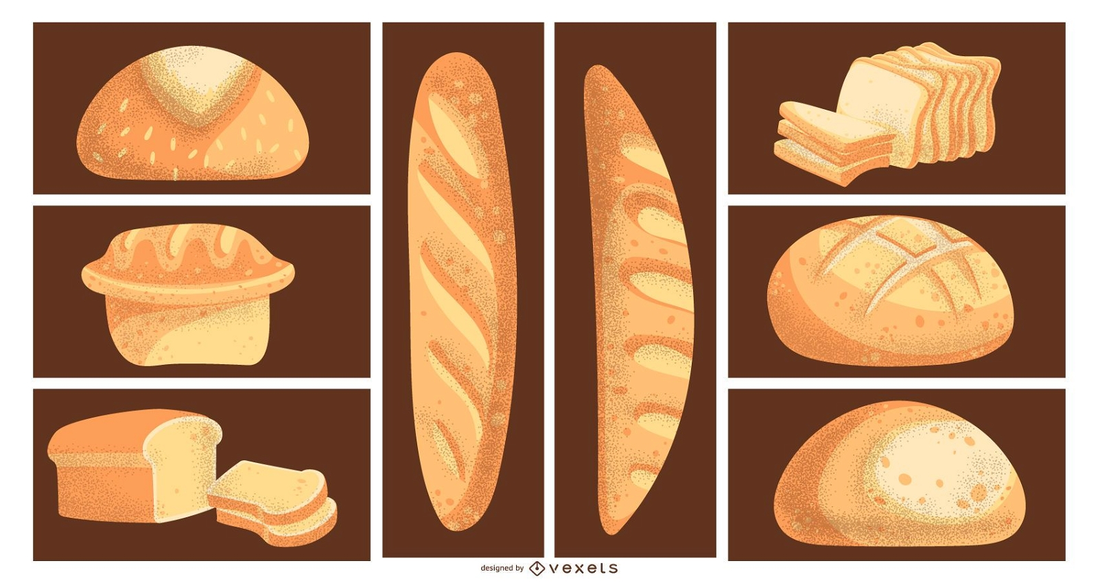Brot Illustrationen gesetzt