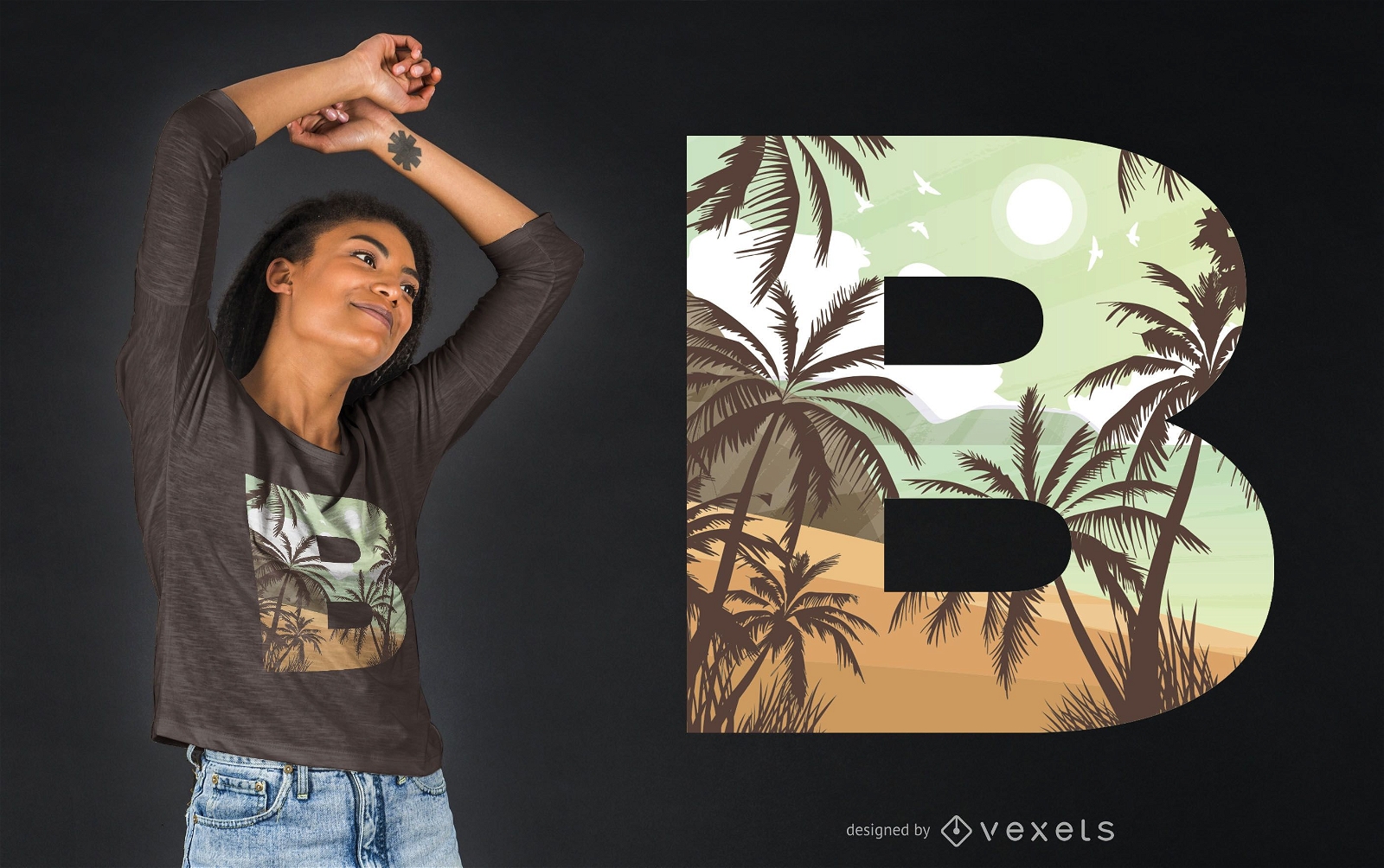 Design de camiseta Beach Letter B