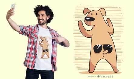 Diseño divertido de la camiseta de las gafas de sol de la cola del perro Diseño divertido de la camiseta de las gafas de sol de la cola del perro