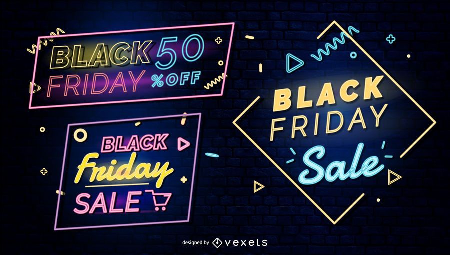 Black friday neon badges set Black friday neon badges set