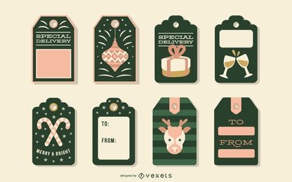 Christmas tags vector set