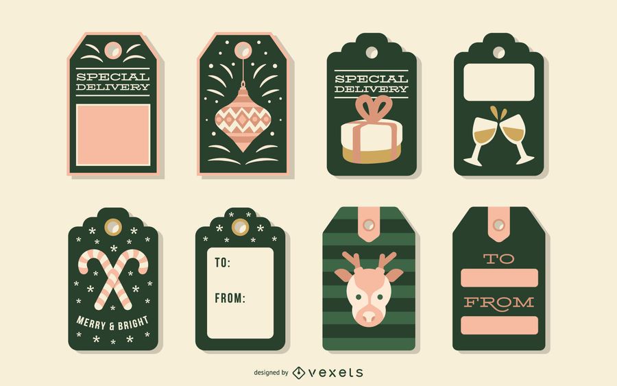 Conjunto de vetores de etiquetas de Natal Conjunto de vetores de etiquetas de Natal