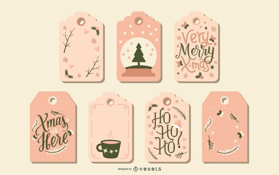 Conjunto de etiquetas de Natal fofo Conjunto de etiquetas de Natal fofo
