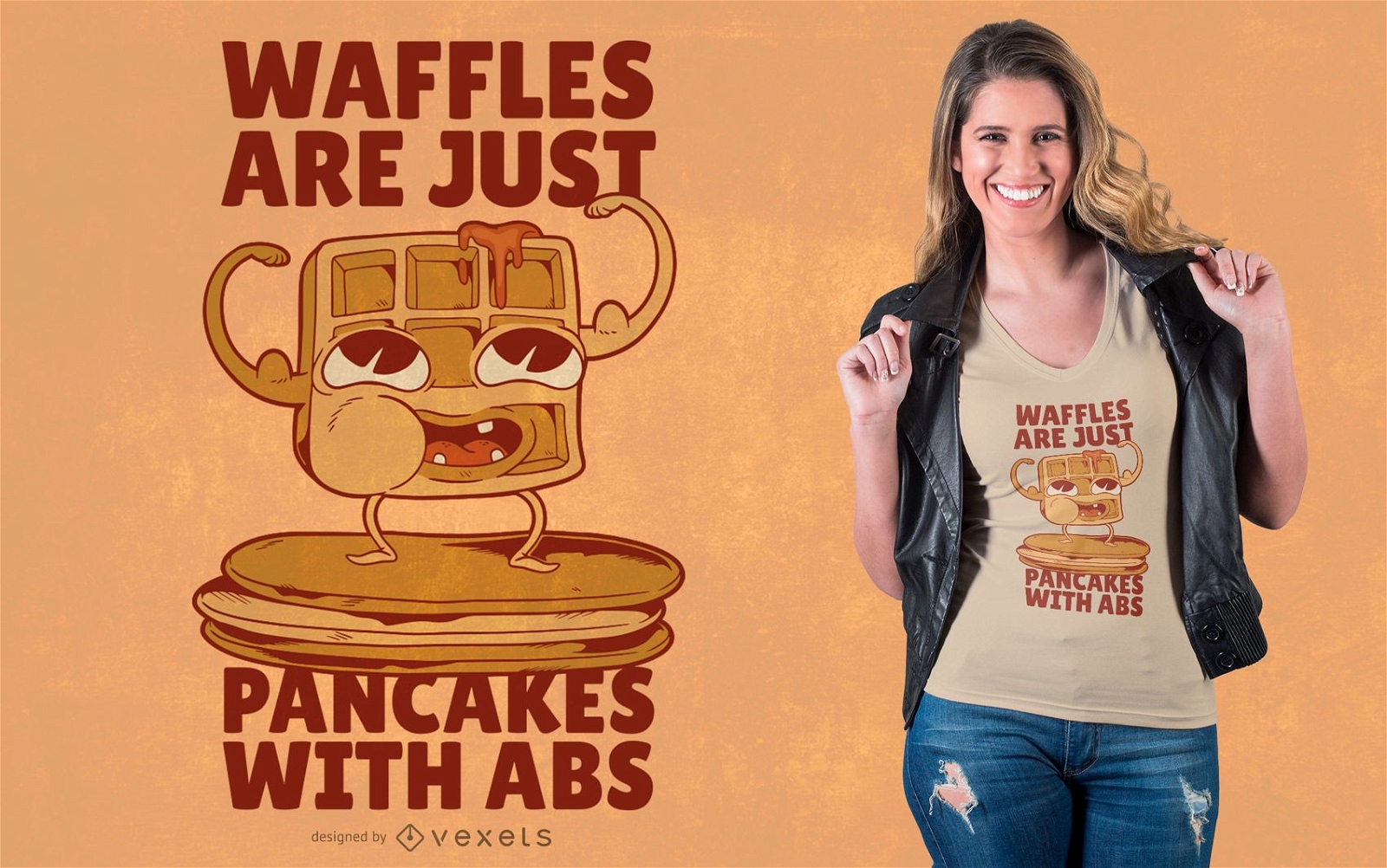 Design de camisetas com waffles panquecas