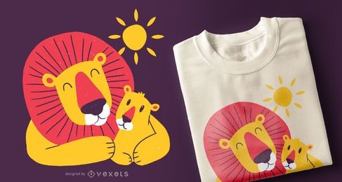 Lion dad son t-shirt design