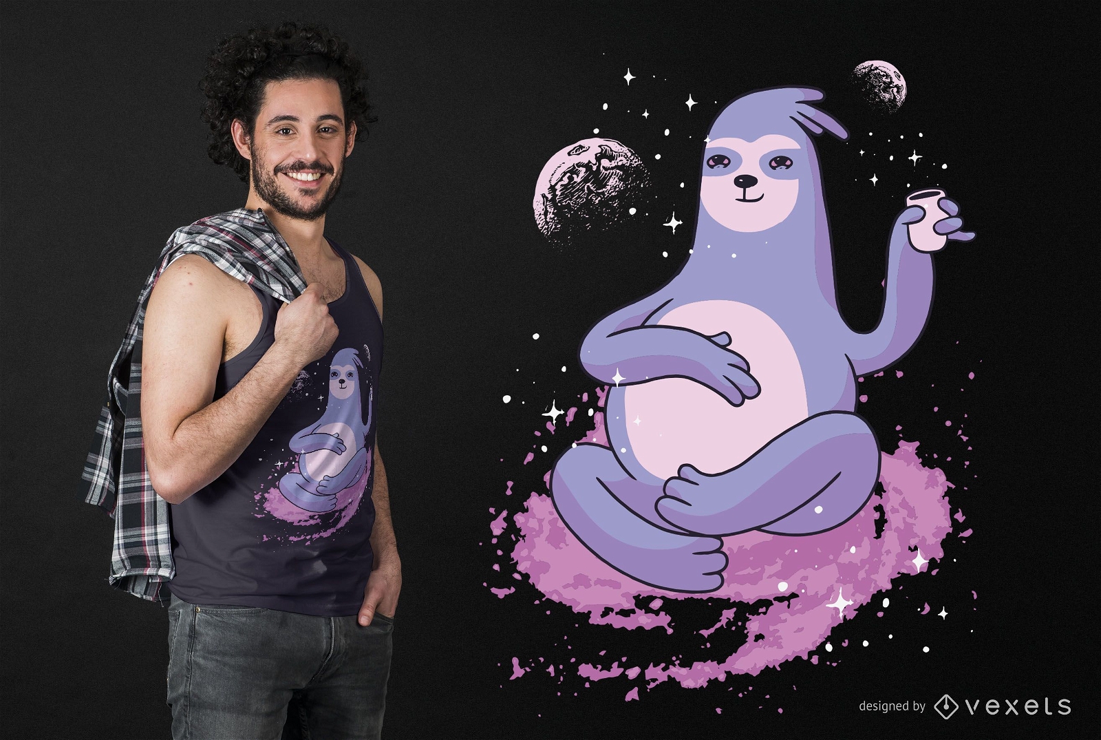 Space sloth t-shirt design