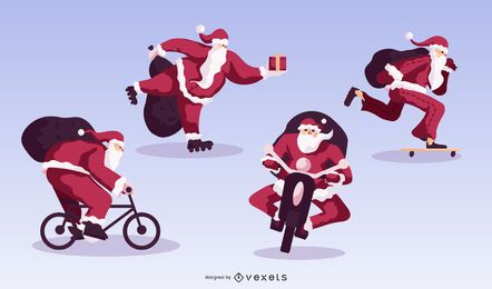 Christmas Sport Santa Flat Design Pack