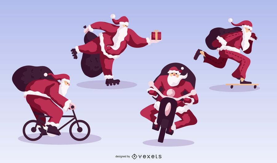 Christmas Sport Santa Flat Design Pack Christmas Sport Santa Flat Design Pack